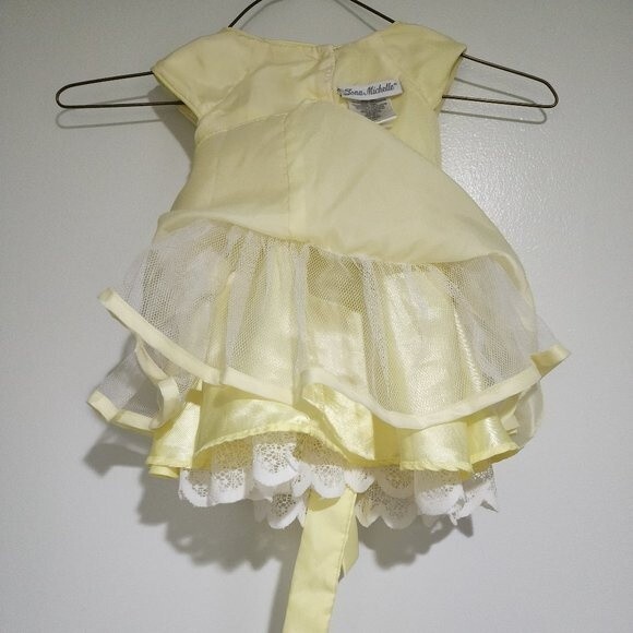 Jona Michelle Girls Toddler Dress Sz 6M Tiered Yellow White Lace Formal Holiday - Picture 4 of 9